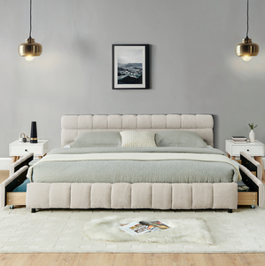 Cama Ajustable Moderna King Size Tapizada en Tela Chenille con Cabecera Cómoda y Estructura de Madera Sólida Ecológica - Product Image 6