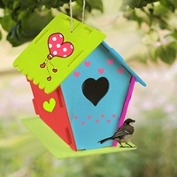 Kit de maison d'oiseau en bois pour jardin Cages à oiseaux suspendues décoratives personnalisées avec peintures pour enfants Kit de bricolage en bois maison d'oiseau