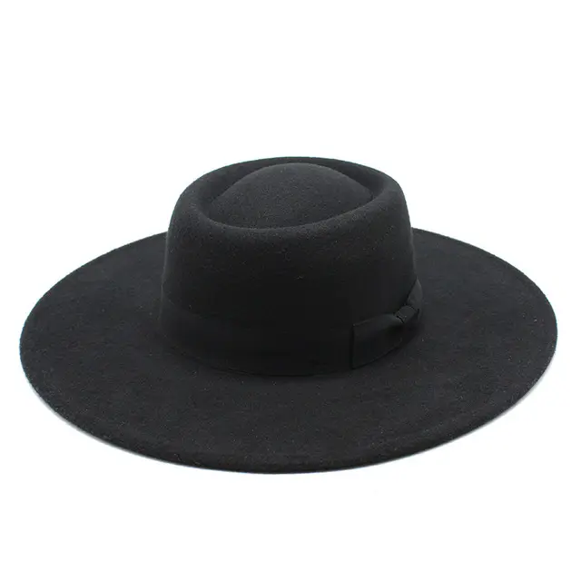 9.5Cm Classic Fedora Hoed Wolvilt Brede Rand Schipperhoed Bolero Met Band