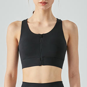 Vêtements de fitness et d'entraînement avec logo personnalisé OEM Soutien-gorge de yoga rembourré à fermeture éclair pour femmes - Product Image 3