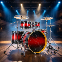 Batterie de percussions jazz de qualité supérieure, 5 pièces, avec 3 cymbales, instrument de musique professionnel, métal et bois
