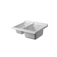 Lavabo double mural moderne en résine PP thermoformée de haute qualité, écologique et économique pour intérieur/extérieur