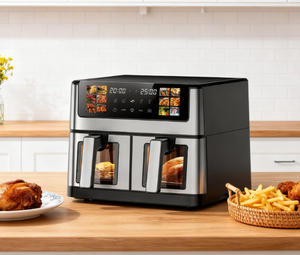 <span class=keywords><strong>Friteuse</strong></span> à air à double panier 11L Nouveau style Grande capacité Fenêtre visuelle de haute qualité Offre Spéciale avec une grande valeur - Product Image 4
