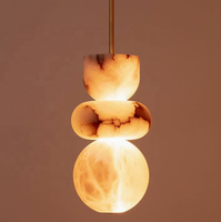 Suspension en albâtre espagnol naturel, lampe suspendue sculpturale moderne en pierre, lustre géométrique créatif nordique pour projets