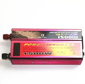 Inversor de corriente de onda sinusoidal modificada de 12/24V o 48/60V de entrada dual de 1500W fuera de la red de alta frecuencia con carcasa roja y Puerto USB