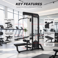 Machine de musculation à assise pour tirage vertical et lat pulldown avec pile de poids de 80 kg pour l'entraînement des dorsaux et des bras