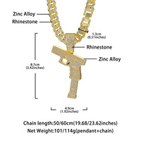 Kalung liontin berbentuk Pistol bertatahkan berlian Retro CJH hadiah Dropshipping, rantai Kuba panjang Hip-hop