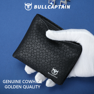 BULLCAPTAIN Nueva Cartera de Cuero Negra Pequeña de Primera Calidad para Hombre, Cartera Delgada con 7 Ranuras para Tarjetas, Cartera Corta para Hombre - Product Image 5