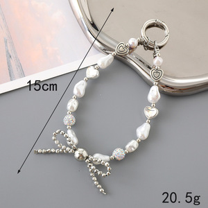 <span class=keywords><strong>Coque</strong></span> de téléphone en plastique de haute qualité <span class=keywords><strong>avec</strong></span> chaîne suspendue breloque arc en métal chaîne de téléphone portable perles Bracelet sangle porte-clés - Product Image 6