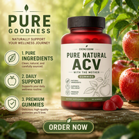 Gummies personnalisées sans sucre au vinaigre de cidre de pomme, compléments à base de plantes pour le soutien digestif, la détoxification et la purification