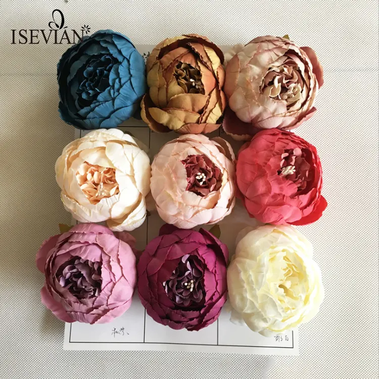 ISEVIAN Big White Rose Flower Head cheap artificial Silk Flower Heads