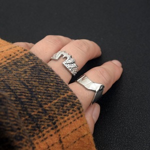 Popular Unique Design <b>Silver</b> Plated <b>Ring</b> Hip Hop Punk Style <b>Adjustable</b> Unisex's Stainless Steel <b>Rings</b> Wholesale Jewelry Trendy - Product Image 2