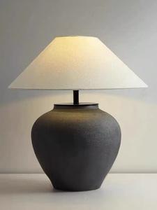 Lampe de table en pot d'argile de style Wabi-sabi, design pour salon, chambre à coucher, chevet, hôtel, B&B, ornements simples japonais, lampe de table vintage - Product Image 5