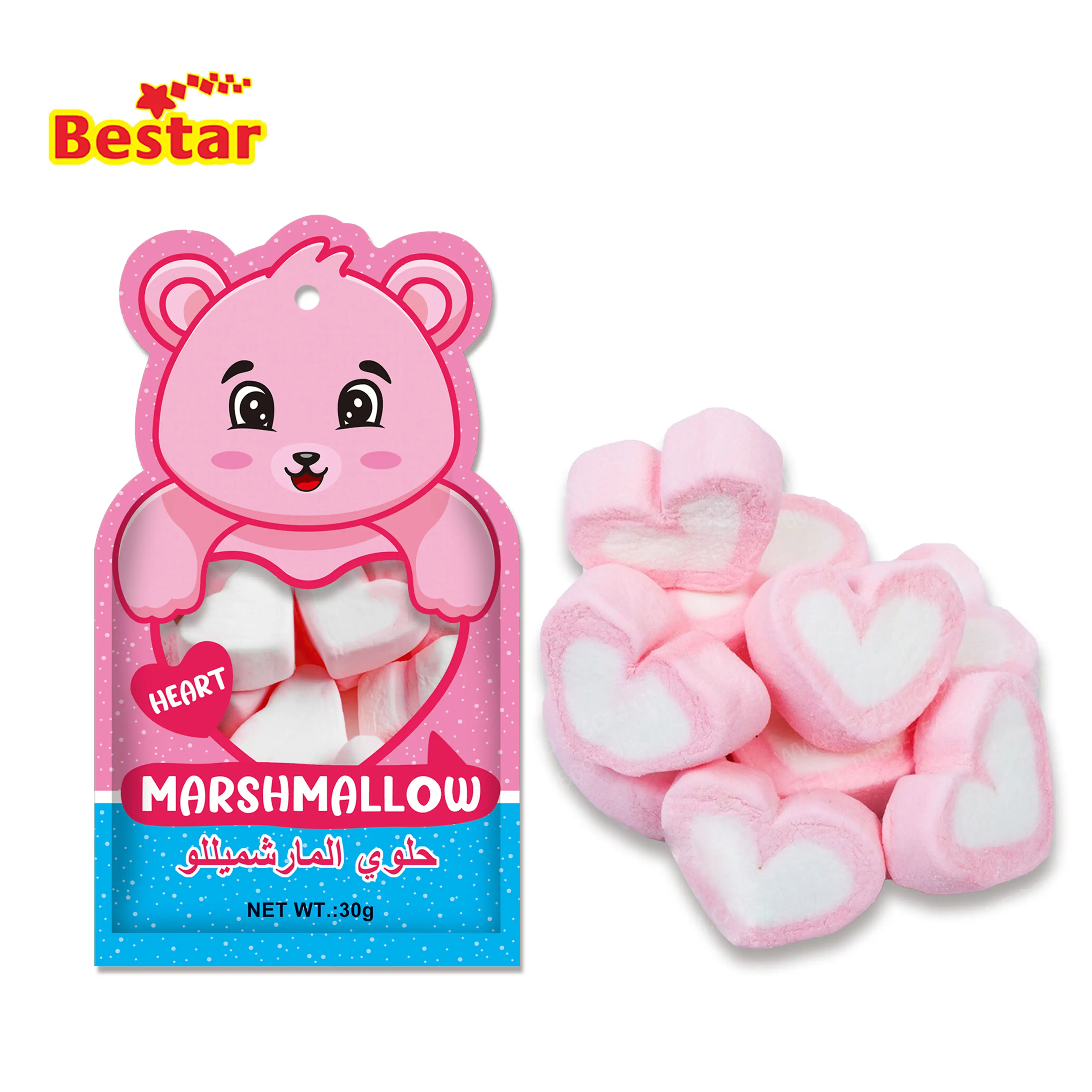 Marshmallow Halal Certificate marshmallow 30g Heart Shaped Fruity Flavor Natural color Marshmallow Mallows candy