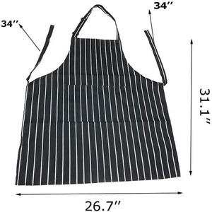 Giá rẻ màu đen trắng sọc có thể điều chỉnh bông <span class=keywords><strong>polyester</strong></span> nấu ăn nhà bếp BBQ tạp dề - Product Image 5