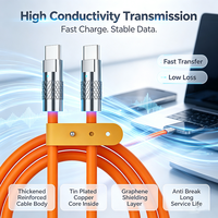 Câble de charge rapide USB C vers USB C 120W 6A, alliage de zinc, silicone épais, cordon de charge Type C avec indicateur LED pour ordinateur portable