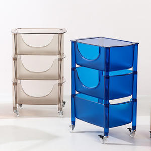 Carrito de Almacenamiento Acrílico Portátil con Ruedas, 3 Niveles, Rectangular, Transparente, para Organizar la Sala de Estar y Almacenar Alimentos - Product Image 1