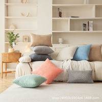 Housse de coussin en velours côtelé tricoté doux de luxe, moderne, unie, texturée grain de maïs, lavable, pour canapé, chambre, salon