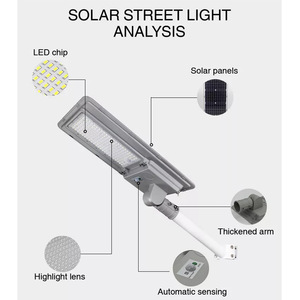 ไฟถนนโซลาร์เซลล์ออลอินวัน LED อลูมิเนียมอัลลอยด์ โมโนไซ เซ็นเซอร์เรดาร์ กันน้ำกลางแจ้ง ความสว่างสูง - Product Image 5