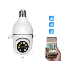 Sistema de seguridad inteligente para el hogar, luces inalámbricas, 360 grados, visión nocturna, vigilancia, vista remota, seguridad, WIFI, Bombilla, cámara