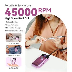 45000RPM Rechargeable Portable Nail File Manicure Tool Professional Electric Nail <b>Drill</b> Machine for Gel Nails Polish - Product Image 2