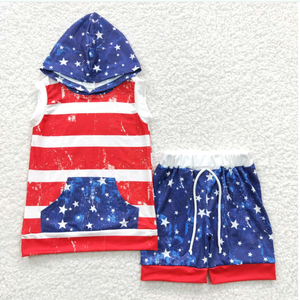 ชุดเสื้อยืดแขนกุดลายดาวสำหรับเด็กชายวันที่ 4 กรกฎาคม - Product Image 2
