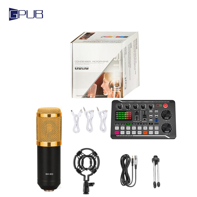 BM800 Professional Recording Studio Sound Cards Live Sound Card with Mic Kit De Material Para Home Studio Musical