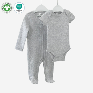 Ensemble de Combinaisons Bébé Personnalisées <span class=keywords><strong>100</strong></span>% Coton Biologique OEM ODM Certifié GOTS 2 Pièces Pyjama Nouveau-né Vêtements de Bébé Boutique Cadeau - Product Image 2