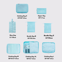 Vente en gros d'usine de luxe Ensemble de 8 sacs organisateurs de valises en polyester Cubes d'emballage personnalisés pour le stockage de voyage à la mode