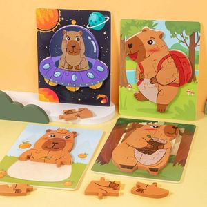 Baby Perfect Christmas <b>Gift</b> Natural Wood Toddler Ages 1 2 3 Capybara Wooden Puzzles - Product Image 1