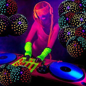 HLC 12 Inch Transparent Fluorescent Neon <b>Balloons</b> with Dots <b>Glow</b> <b>in</b> <b>Dark</b> Wedding Birthday Party <b>Balloons</b> <b>Glow</b> Under UV Light - Product Image 1