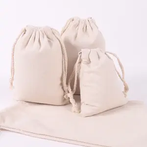 Factory wholesale canvas bag drawstring packaging bags white black drawstring canvas bag