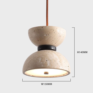 Lampe suspendue en pierre de travertin jaune naturel de luxe pour salon, lampe suspendue en bois bronze pour la décoration de la <span class=keywords><strong>maison</strong></span>, hôtel - Product Image 2