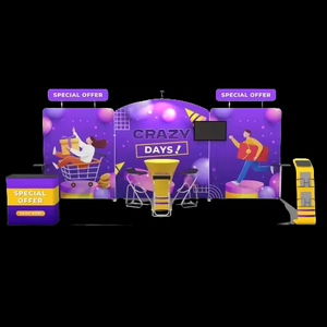 Caja <span class=keywords><strong>de</strong></span> Luz para Exhibición en Ferias Comerciales, 10x20 3x6, Aluminio y Tela, Reutilizable, Ligera, Fácil <span class=keywords><strong>de</strong></span> Montar, Forma Personalizable - Product Image 1