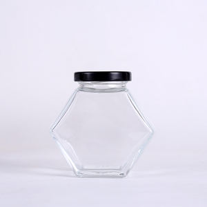 Tarro de vidrio hexagonal transparente vacío de 100ml, 180ml, 280ml, 380ml para miel, pudín, encurtidos, mermelada, con tapa metálica - Product Image 2