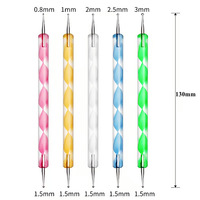 Lot de 5 stylos à double embout pour nail art, outils de manucure pour la pose de perles et le dessin de fleurs, approvisionnement transfrontalier