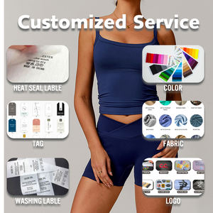 하이 퀄리티 브러시 패브릭 탱크 탑 내장 브래지어 높은 지원 스포츠 브라 끈이 요가 여성 운동 피트니스 민소매 탑 - Product Image 4