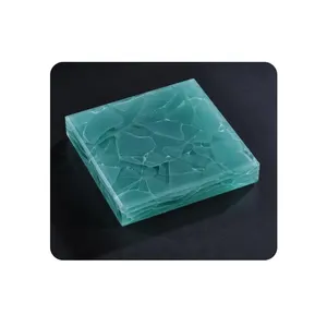 Lake placid blue 3-22mm Fused Glass Custom styling color Water Texture Hot Melt Tempered Glass Decoration Materials