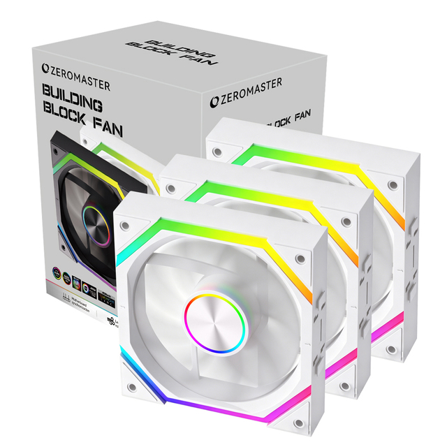 Zeromaster 120mm Modular PC Fans ARGB PWM Cooling Fan High Airflow Low Noise Fluid Bearing Computer Case