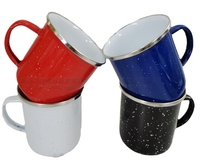 Tasses en émail, mugs à transfert thermique avec des points noirs et blancs, designs bicolores en émail avec bordures dorées et argentées