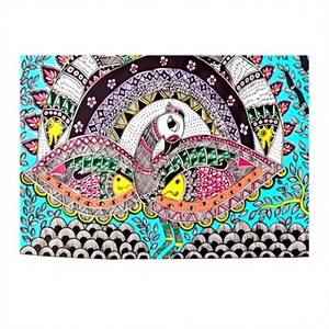 Pintura Decorativa 3D Completa en Metal de Bihar Madhubani - Arte Folclórico Hecho a Mano para Colgar en la Pared de Jharkand - Product Image 1