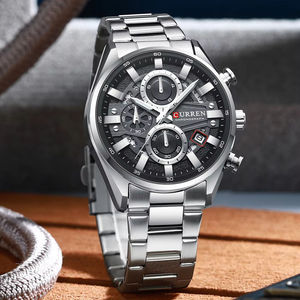Montre chronographe pour homme CURREN 8495 de luxe, mouvement à quartz, bracelet en acier inoxydable, cadran de 43 mm, montre sport tendance - Product Image 5