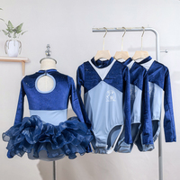 Nouveautés String brillant d'usine professionnel Vêtements d'entraînement de ballet Justaucorps de danse bleu pour filles
