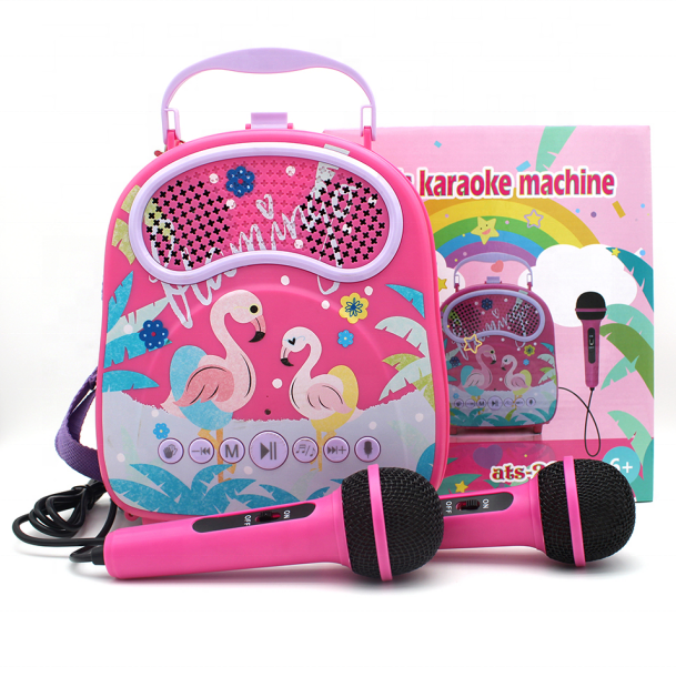 2022 Премиум мини-игрушки для караоке, Детская колонка, красочная Беспроводная портативная машина для караоке с 2 микрофонами