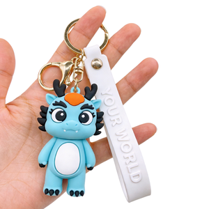 Gantungan Kunci Karakter Kartun Lucu Cantik, Liontin Tas, Boneka PVC Biru, Gantungan Kunci 3D Custom - Product Image 3