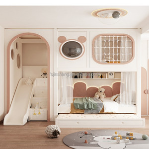 JS FURNITURE-Lit superposé de luxe <span class=keywords><strong>pour</strong></span> enfants, nouveau design, mobilier de chambre à coucher, lit double <span class=keywords><strong>pour</strong></span> enfant, <span class=keywords><strong>berceau</strong></span>, toboggan <span class=keywords><strong>en</strong></span> arc et escaliers de rangement - Product Image 1