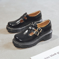 S0409X à la mode et populaire de haute qualité tempérament femmes fond épais mignon grosse tête petites chaussures en cuir