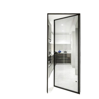 Puertas Batientes de Aluminio Sin Marco Serie 4012 con Vidrio Transparente, Impermeables e Insonorizadas para Dormitorios, Supermercados y Habitaciones Interiores