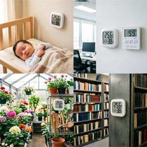 Цифровой комнатный термогигрометр, мини-измеритель температуры и влажности с эмодзи уровня комфорта, ЖК-дисплей для дома и детской комнаты - Product Image 6
