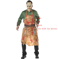Ecowalson Halloween-Partykostüme für Männer Terror Grusel Blut Zombie Metzger Koch Kostüm Cosplay Mit Maske Rollenspiel Kostüme